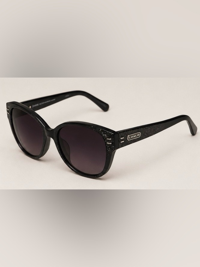Coach Women's Black Glitter Frame Sunglasses With Dark Lenses
